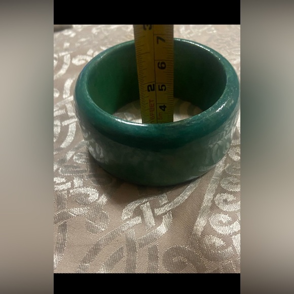 LAST CHANCE 🔥 Vintage Laquered Wpod Green Chunky Bracelet #7884 - Picture 4 of 7